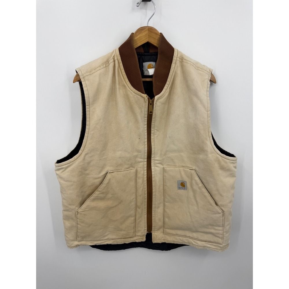 Carhartt Arctic Quilt Lined Duck Vest Mens XL Tan V01 BRN Workwear Canvas
